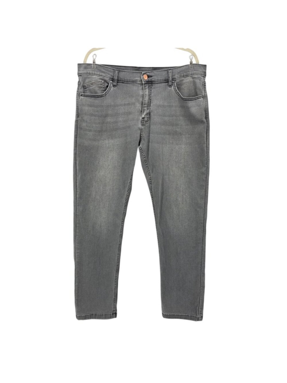 Mugsy Mens 38/32 Jeans Beans Stretch Distressed Gray Medium Wash Classic